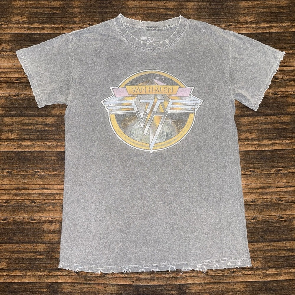 Van Halen Distressed Grey Band T Shirt Size Small